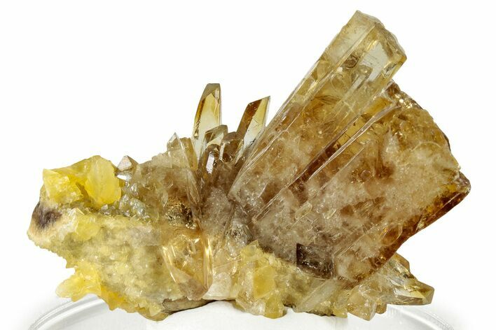 Honey Colored Barite Crystals on Fluorescent Calcite - Elk Creek #330362